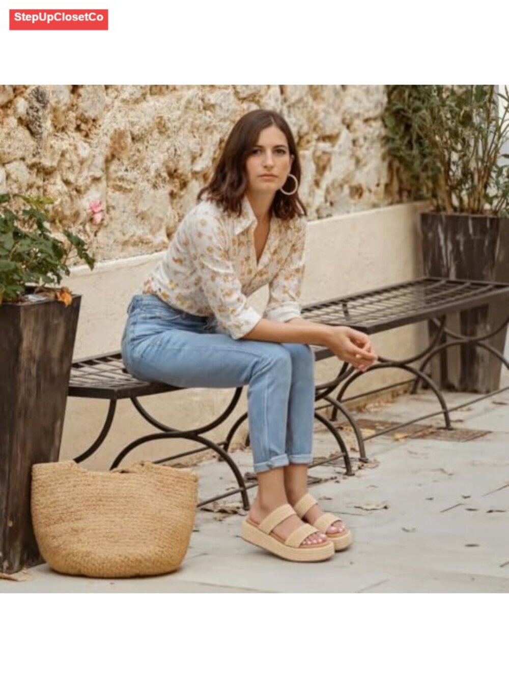 Woven Espadrille Platform Sandals Wedge Slip On Summer Beach Raffia Comfort - Picture 2 of 6